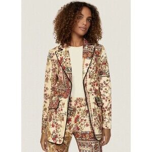 SFIZIO Tapestry Floral Print Velvet Blazer Jacket Size 8